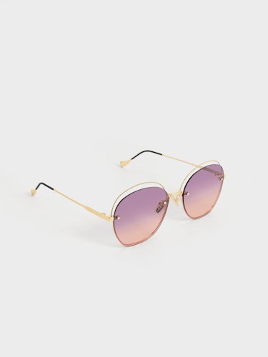 Multi-Tinted Cut-Out Butterfly Sunglasses - Gold: additional image