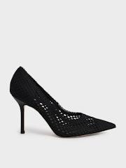 Knitted Stiletto Pumps - Black: image 1