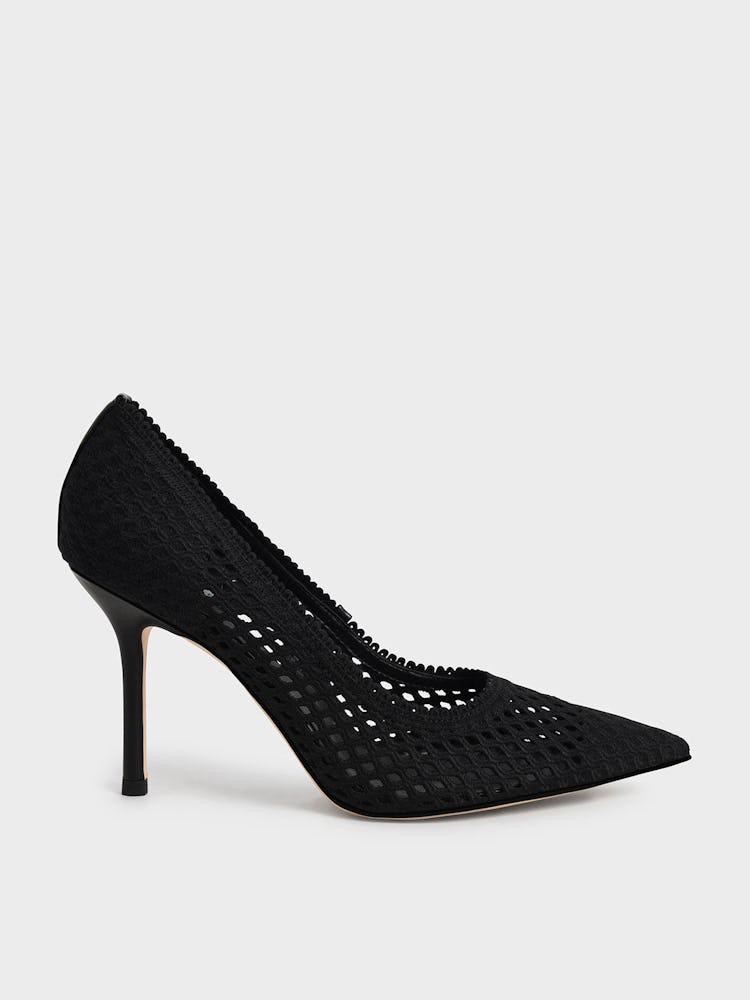 Knitted Stiletto Pumps - Black: image 1