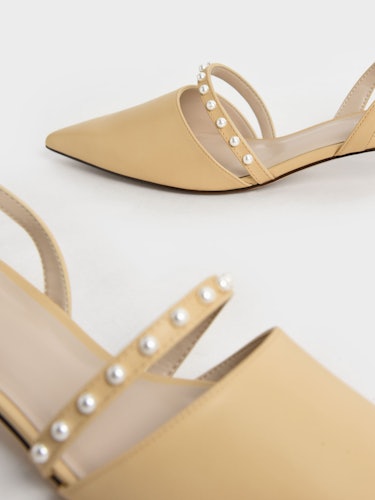 Beaded Slingback Pumps - Yellow: additional image