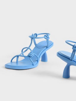 Strappy Knotted Thong Sandals - Blue: additional image