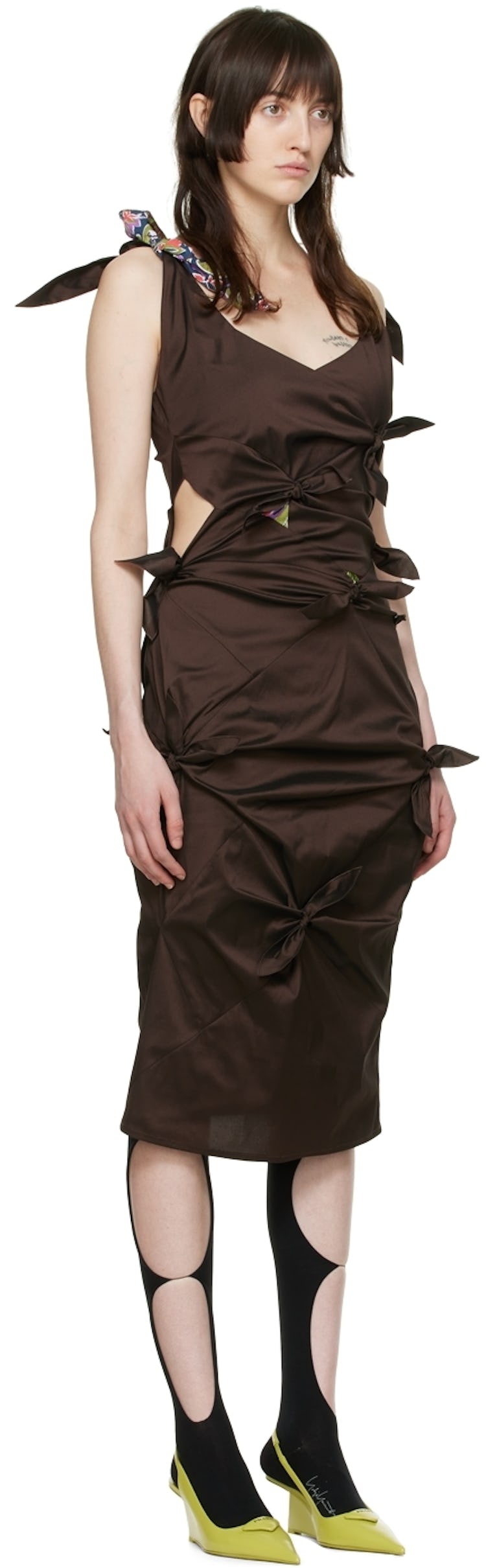 Brown Polyester Midi Dress: additional image