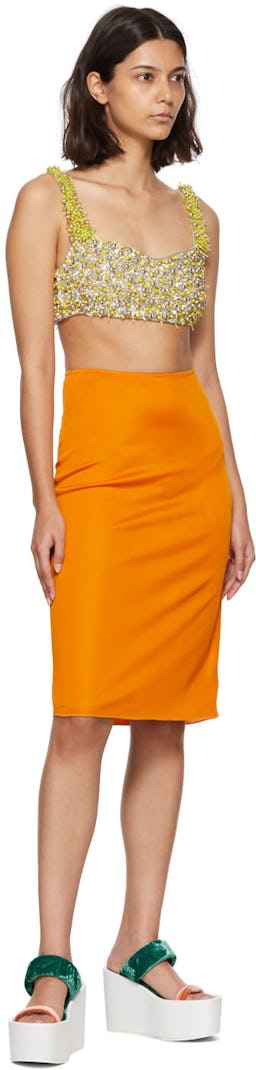 Orange Viscose Midi Skirt: additional image