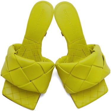 Yellow Maxi Intreccio Lido Heeled Sandals: additional image