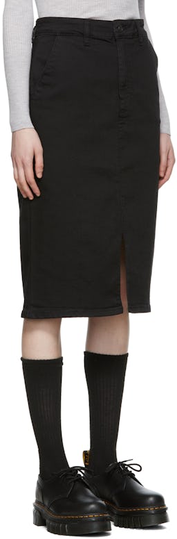 Black Denim Midi Skirt: additional image