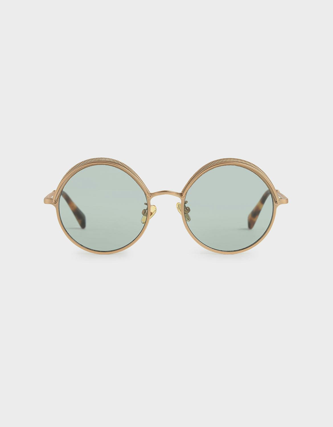 Half Rim Round Sunglasses - Green: image 1