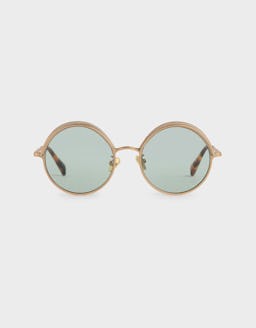 Half Rim Round Sunglasses - Green: image 1