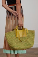 Large Morris Rafia Tote in Chartreuse: additional image