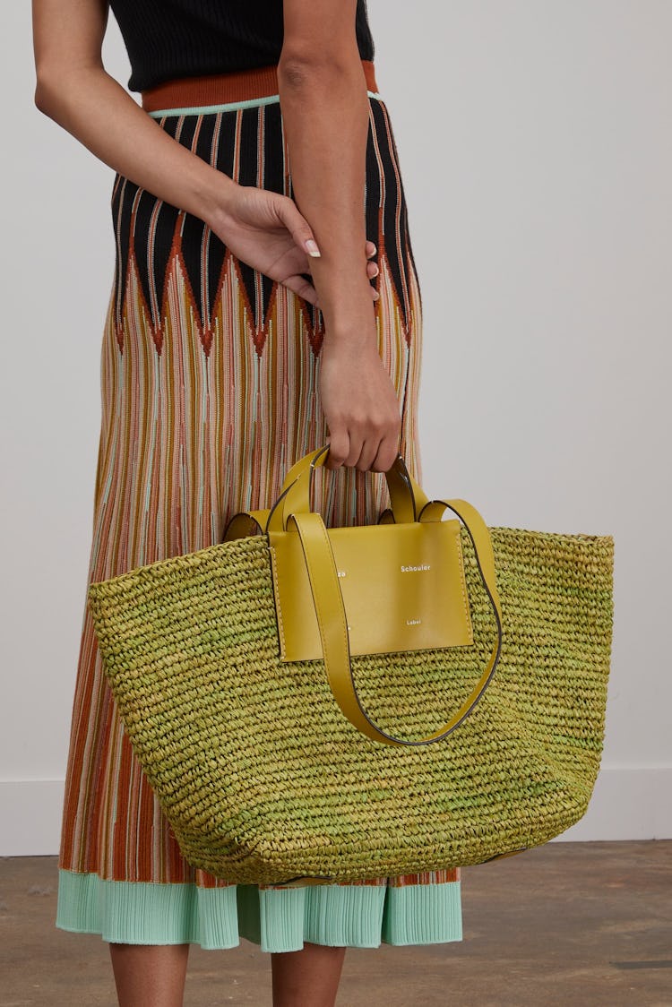 Large Morris Rafia Tote in Chartreuse: additional image