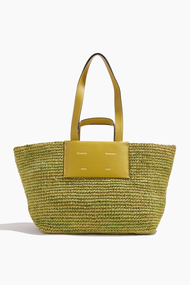 Large Morris Rafia Tote in Chartreuse: image 1