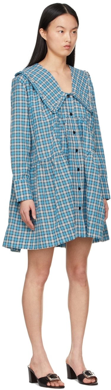 Blue Organic Cotton Mini Dress: additional image