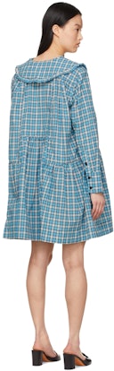 Blue Organic Cotton Mini Dress: additional image