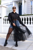 Black Sheer Tulle Shirt Dress: additional image