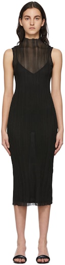 Black Sheer Varegaited Rib Mini Dress: image 1