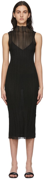 Black Sheer Varegaited Rib Mini Dress: image 1