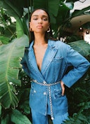 Double Breasted Denim Blazer: image 1