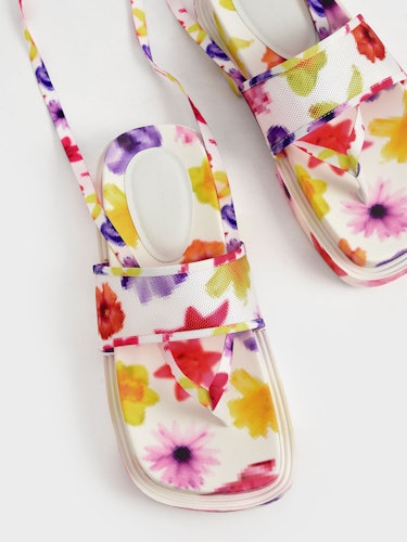 Alex Recycled Polyester Printed Tie-Around Thong Sandals - Multi: additional image