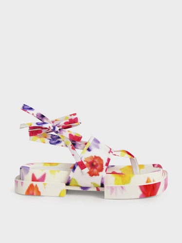 Alex Recycled Polyester Printed Tie-Around Thong Sandals - Multi: image 1
