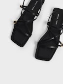 Strappy Mini Buckle Flat Sandals - Black: additional image