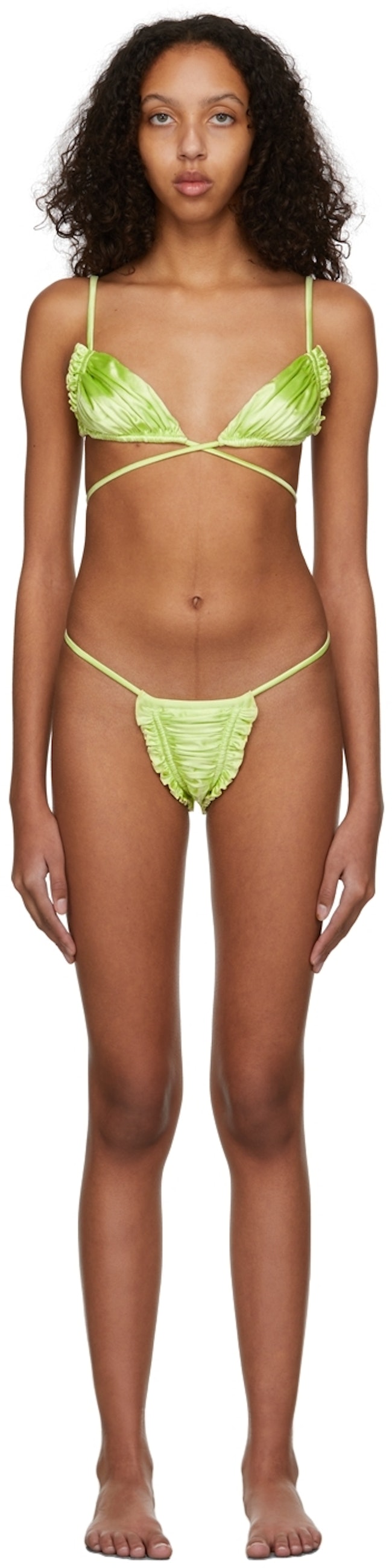SSENSE Exclusive Green Petal Bikini Set: image 1