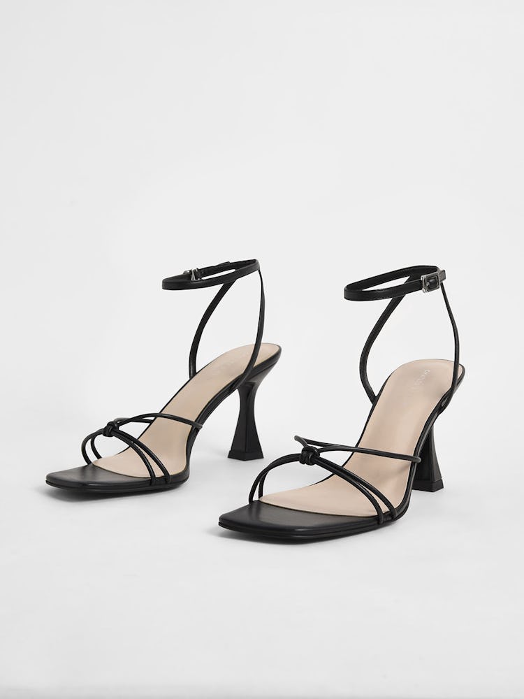 Ankle Strap Sculptural Heel Sandals - Black: additional image