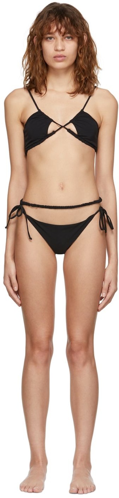 SSENSE Exclusive Black Ruched Underbust Bikini: image 1