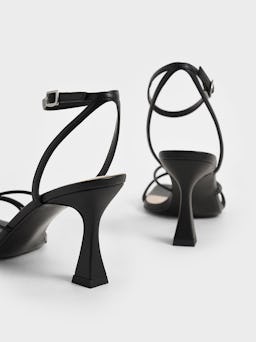 Ankle Strap Sculptural Heel Sandals - Black: additional image