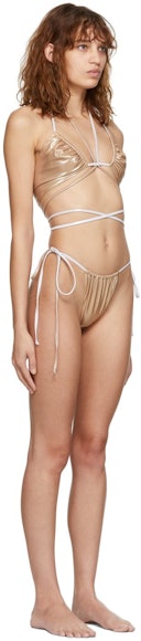 SSENSE Exclusive Beige Wet Strappy Bikini: additional image