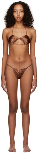 SSENSE Exclusive Brown Sculpture/Flash Bikini Set: image 1