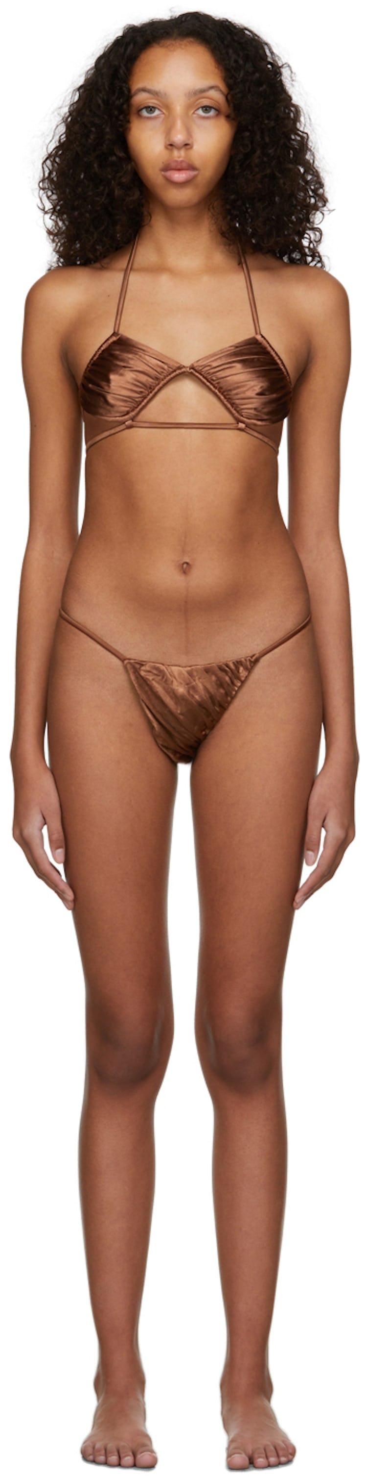 SSENSE Exclusive Brown Sculpture/Flash Bikini Set: image 1