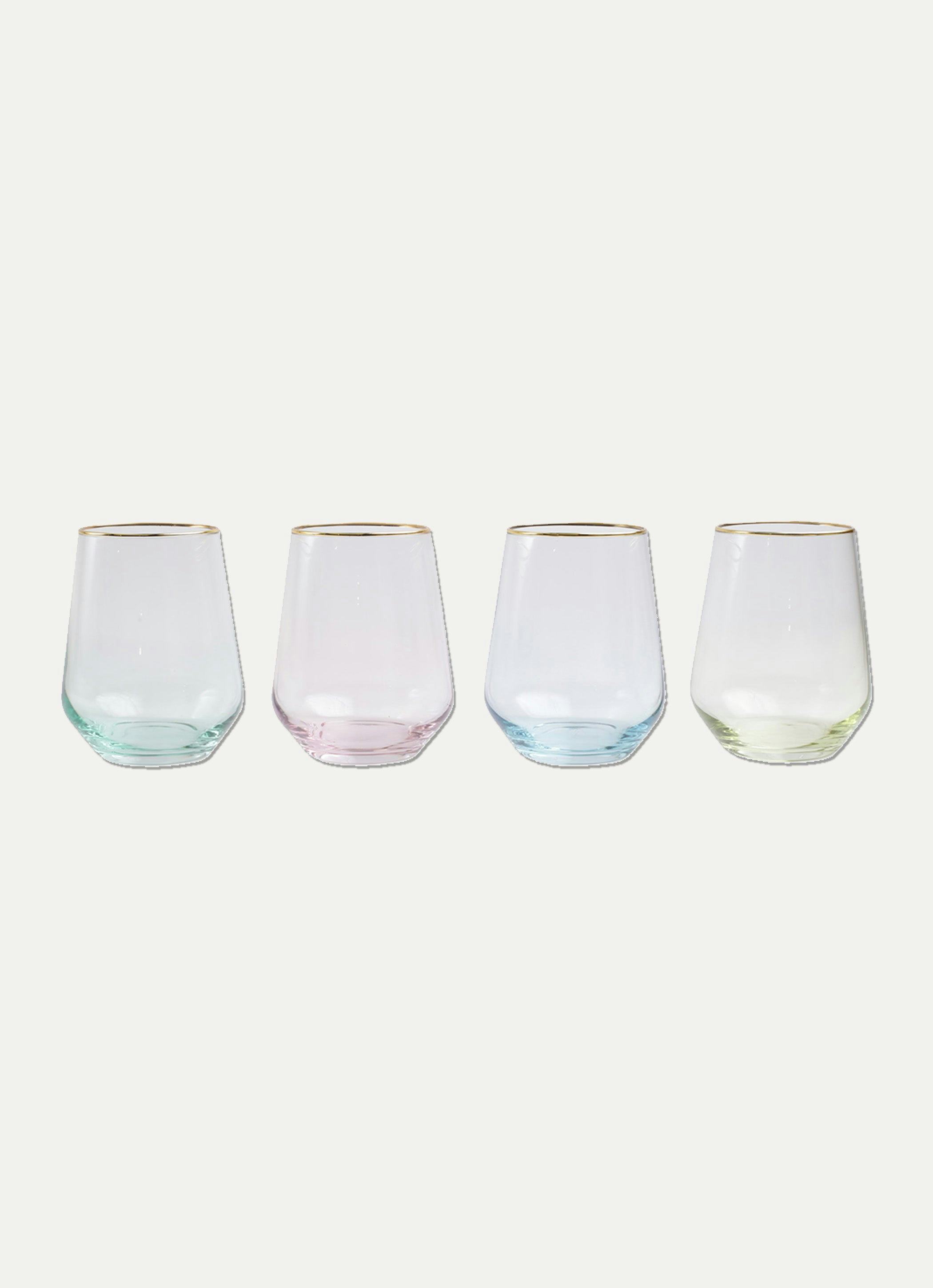 Rainbow Assorted Stemless Wine Glasses - Set of 4: image 1
