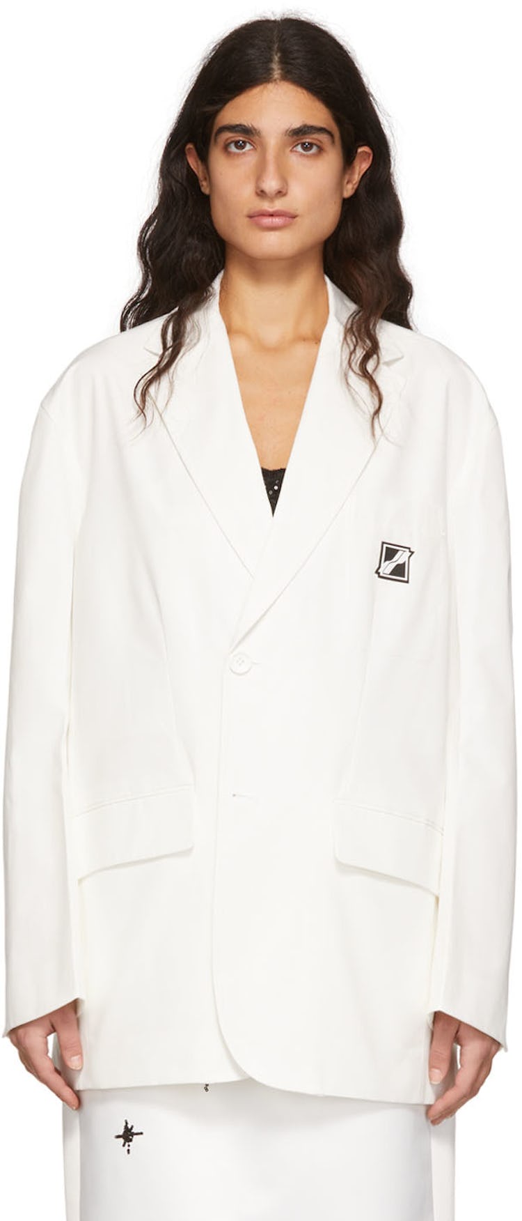 White Polyester Blazer: image 1