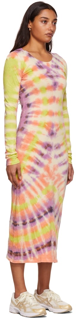 Multicolor Fitted Tie Dye Dress: additional image