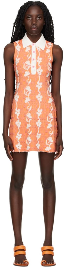 Orange & Pink Jess Eco Floral Stitch Tank Dress: additional image