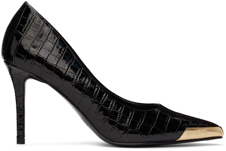 Black Croc Scarlett Heels: image 1