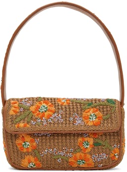 Brown Raffia Tommy Beaded Bag: image 1