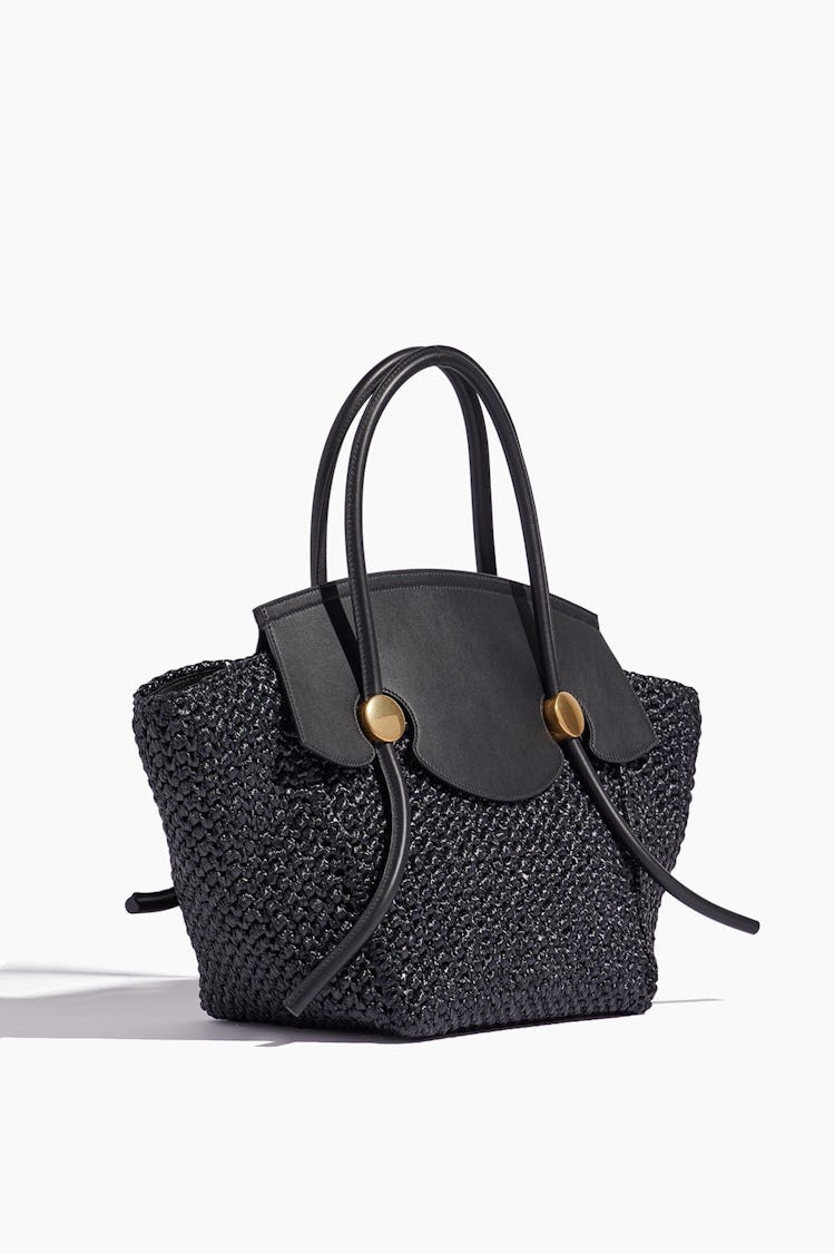 Rafia Pipe Bag in Black: additional image