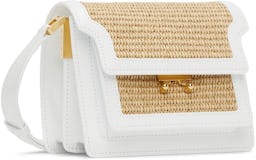 White & Beige Mini Raffia Trunk Shoulder Bag: additional image