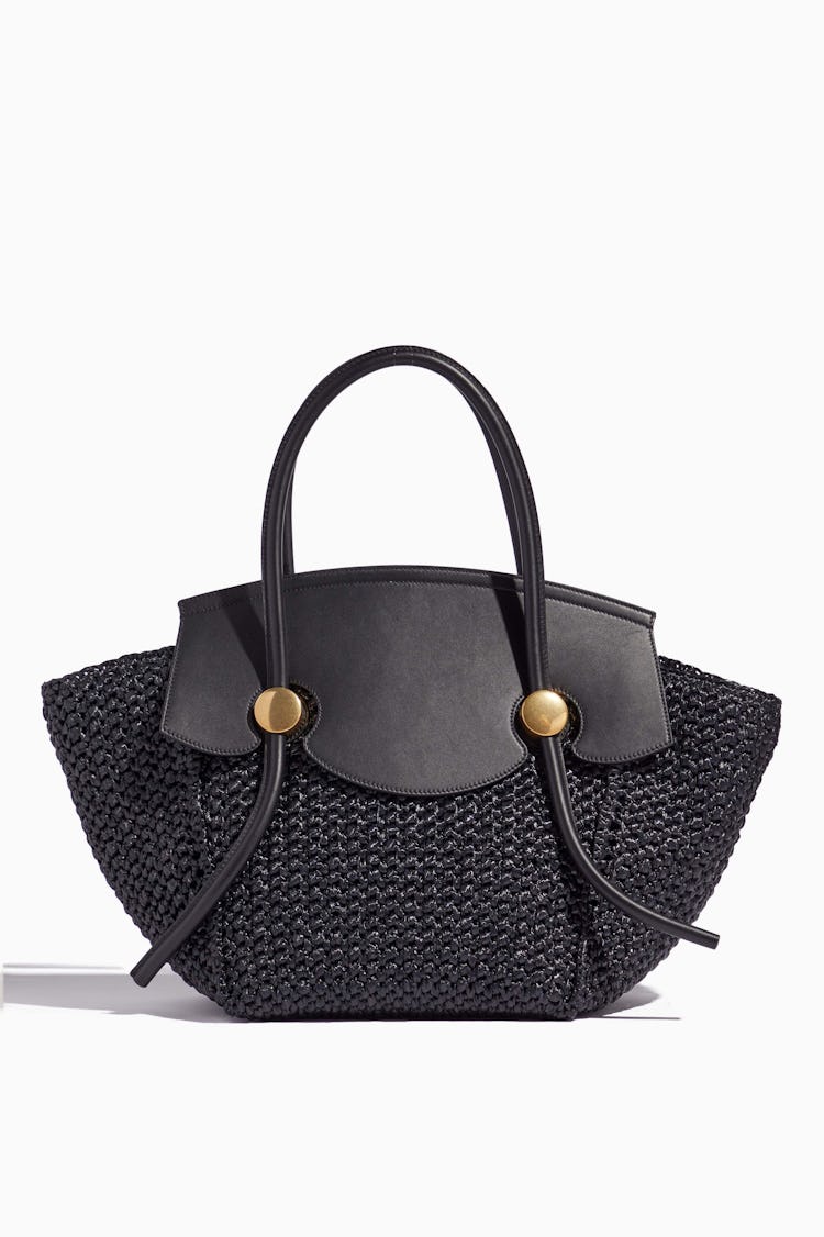 Rafia Pipe Bag in Black: image 1