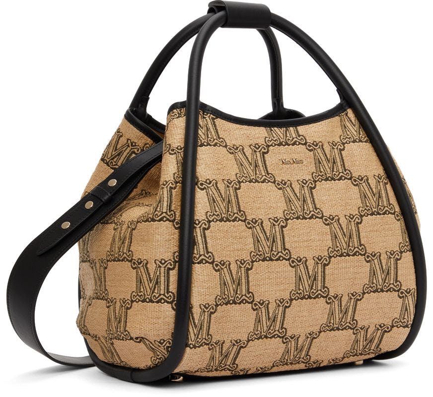 Beige Raffia Marine Tote: image 1