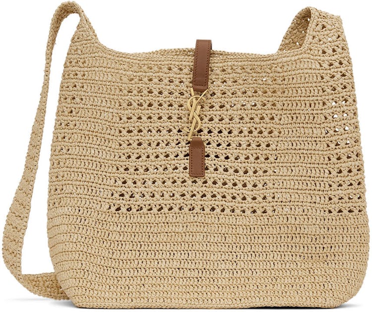 Beige Raffia Shoulder Bag: image 1
