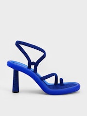 Electra Recycled Polyester Toe-Loop Heeled Sandals - Blue: image 1