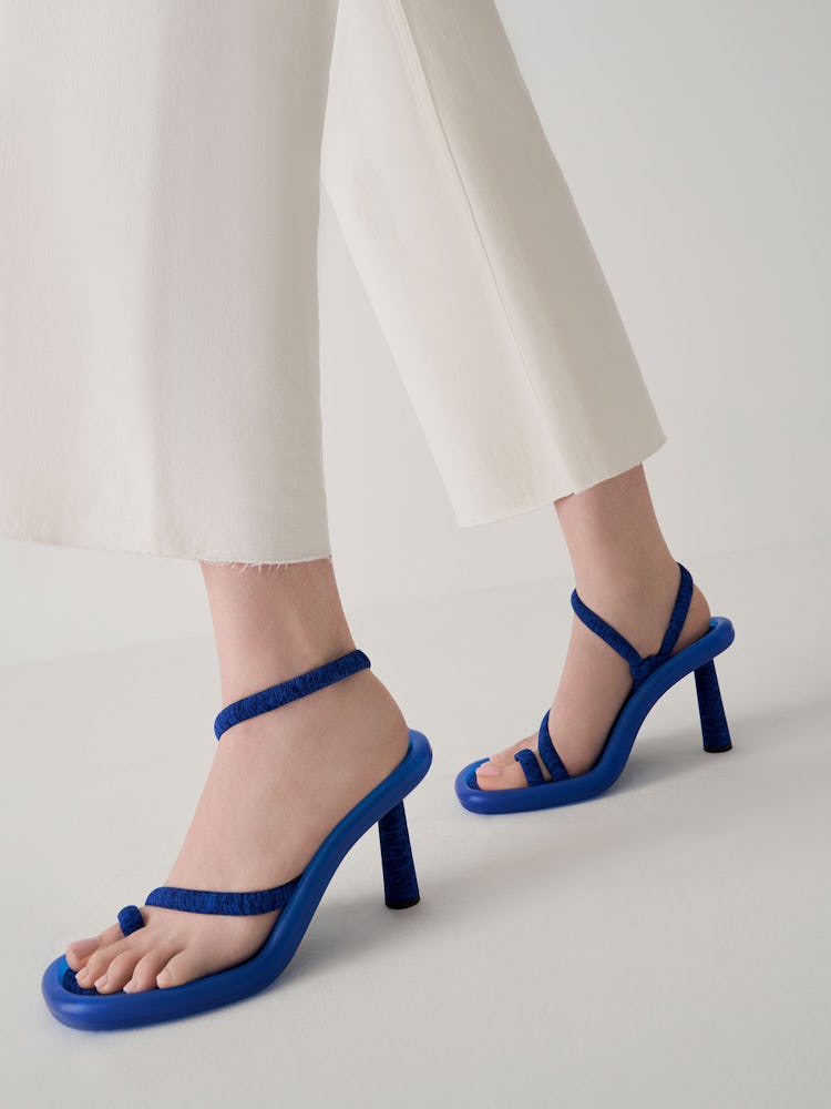 Electra Recycled Polyester Toe-Loop Heeled Sandals - Blue: additional image
