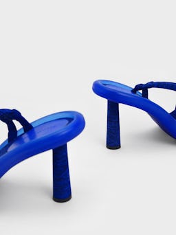 Electra Recycled Polyester Toe-Loop Heeled Sandals - Blue: additional image