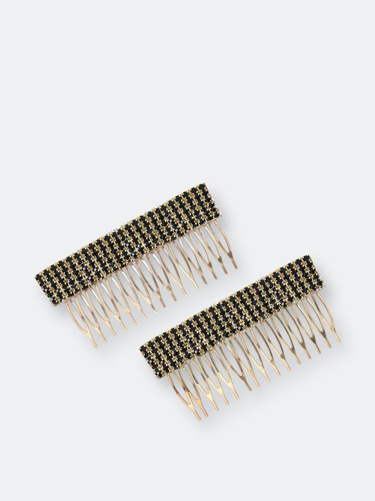 Dynasty Hair Comb Set in Black Crystal: image 1