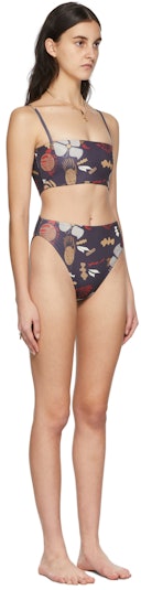 SSENSE Exclusive Black Ditsy Floral Cut-Out Bikini: additional image