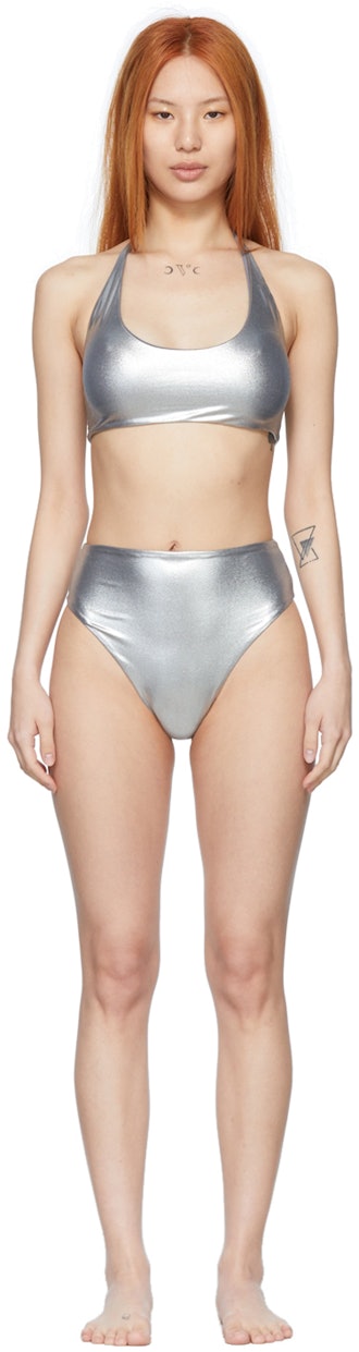 Silver Nylon Bikini: image 1