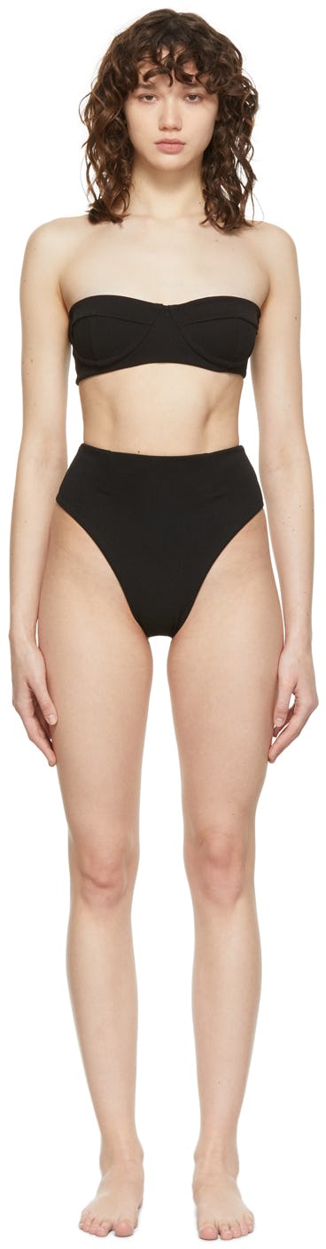 Black Crêpe Camila & Highleg Bikini: image 1