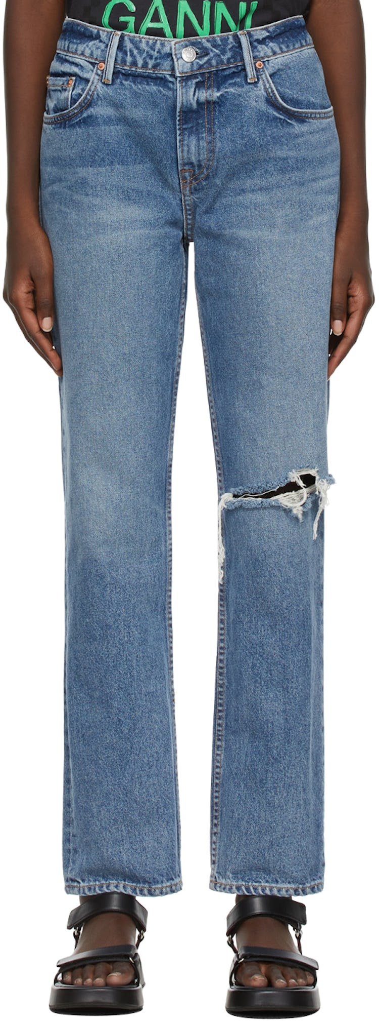 Blue Slim Low-Rise Crop Kate Jeans: image 1