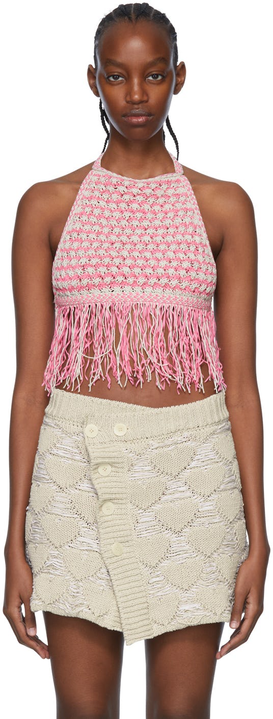 SSENSE Exclusive Pink Cotton Tank Top: image 1